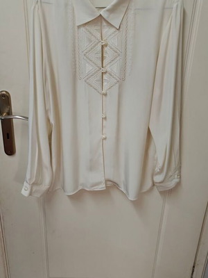Women's silk shirt new with handmade design white size M