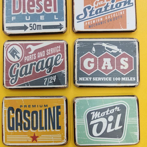 Fridge magnets new handmade wooden vintage set of 6 pieces