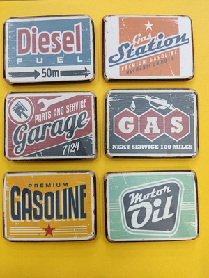 Fridge magnets new handmade wooden vintage set of 6 pieces