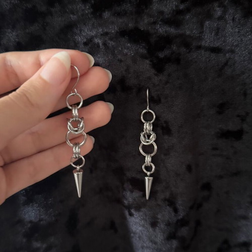 Chainmail alternative dangle earrings, stainless steel, handmade new