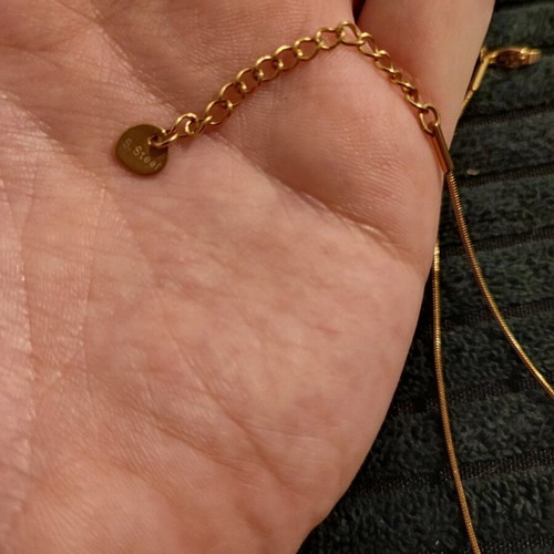 Stainless Steel Necklace new, turquoise and gold