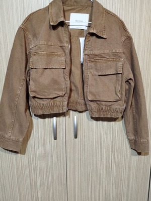 Bershka crop bomber καφέ καινούργιο μέγεθος S