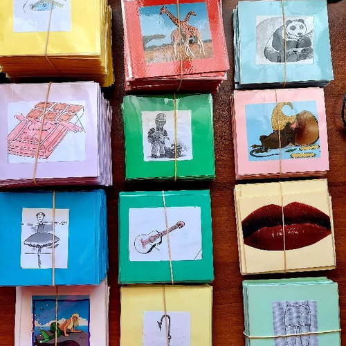 Handmade laminated preschool cards like new, 640 pieces