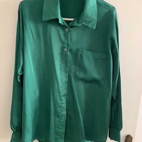 Emerald satin shirt oversized, like new