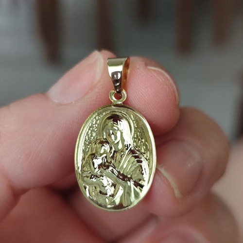Gold K14 Pendant Panagia Vrefokratousa new
