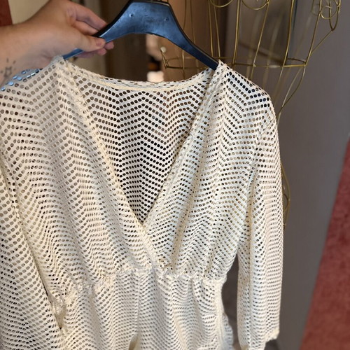 Λευκή διάτρητη μπλούζα και παντελόνα boho style σαν καινούργια