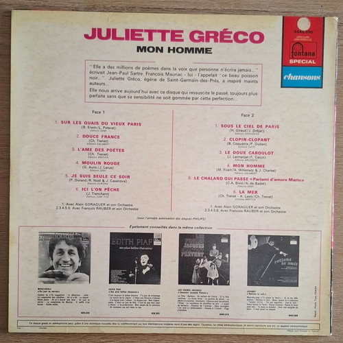 Juliette Gréco Mon Homme vinyl like new, vintage French chanson