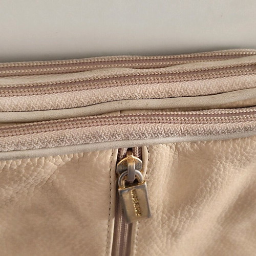 Leather shoulder bag used, beige, leather, from Italy