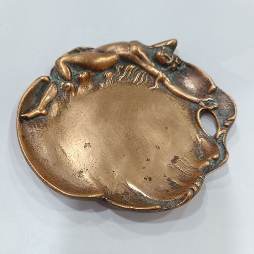 Art Nouveau decorative pin tray ashtray with mermaid, used