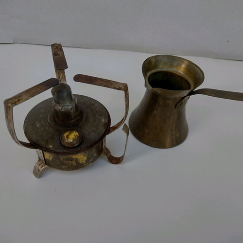 Pitsos Gas Stove and Copper Coffee Pot used, decorative