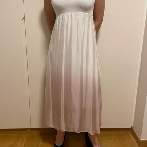 Sandy Kosta 2-in-1 maxi skirt and strapless dress, white and pink ombre