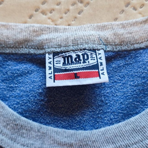 Map Vintage 90s Athletic T-shirt like new, melange blue and grey, size L/XL