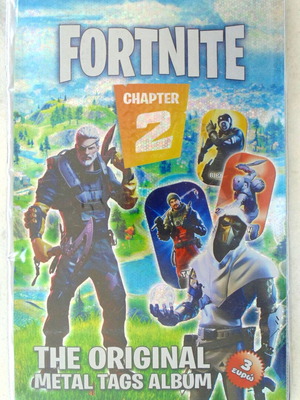 Fortnite άλμπουμ με μεταλλικές τάπες σαν καινούργιο, πακέτο 164 με 14 XL στρογγυλές