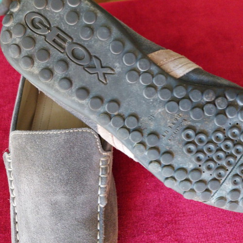 Geox men's leather moccasins size 45 like new, grey suede