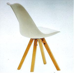 Καρέκλα λευκή με ξύλινα πόδια