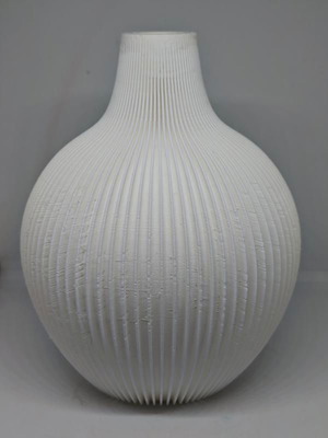 Modern white 3D printed vase like new with organic design