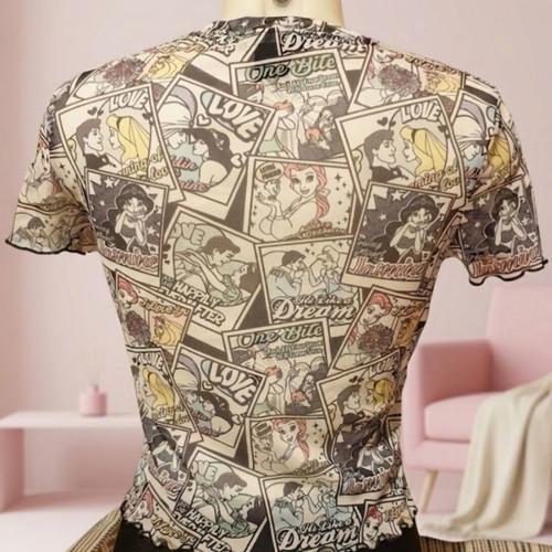 Bershka Disney Princess mesh top like new, multicolor size M