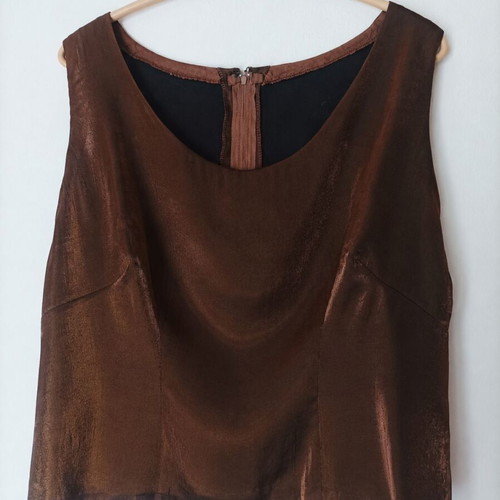 Summer set with skirt, blouse and organza kazaka, like new, brown