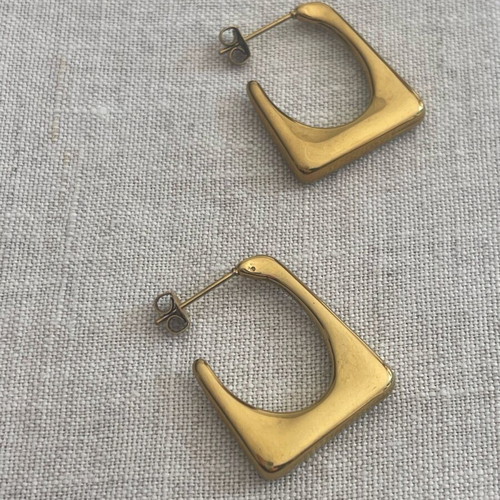 Earrings used, gold color, stainless steel