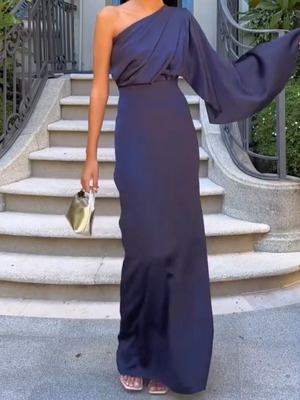 Women's long dress like new, blue, size M