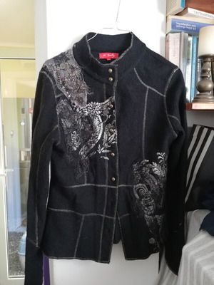 Derhy wool jacket small like new, black and gold