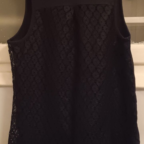 Sleeveless blouse with lace back, black, size M