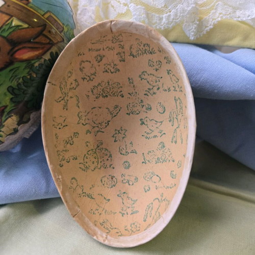Vintage Easter papier mache eggs used, Germany 1950, set of 2