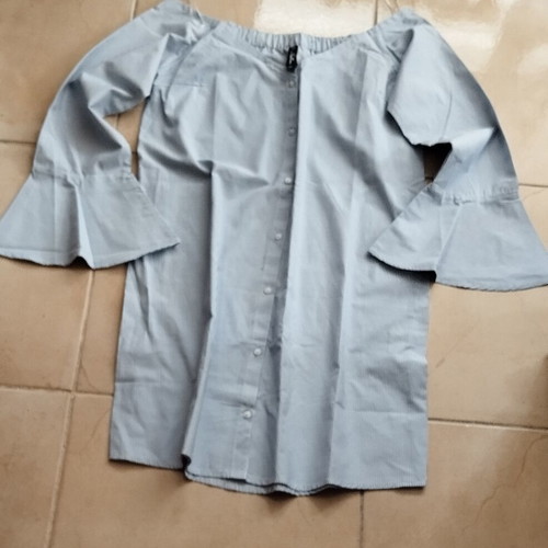 Striped cotton shirt like new, size L, blue and white
