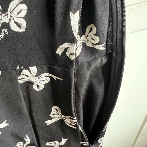Coach Bow Print Silk Dress new, size S, black and beige