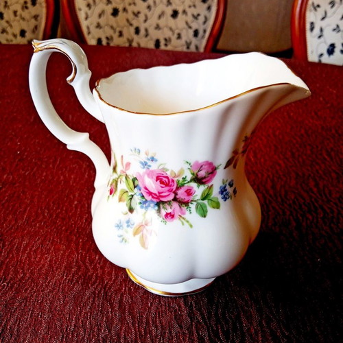 Vintage porcelain milk jug Royal Albert Moss Rose