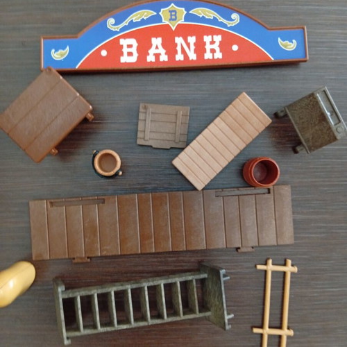 Playmobil Western accessories used, rare church desk included
