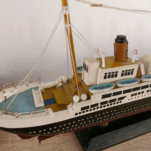 Large handmade wooden Titanic model used