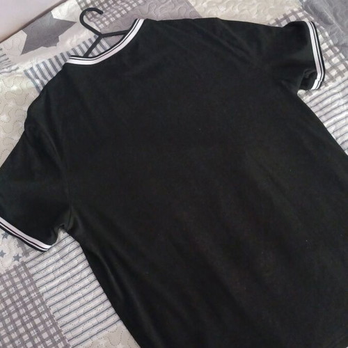 Men's black XL T-shirt new with print and elastic cuffs
