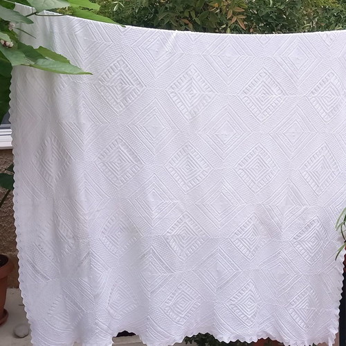 Hand-Knitted Blanket used with very fine needles