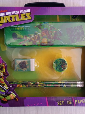 TMNT Nickelodeon school set new with case, pencils, eraser, sharpener