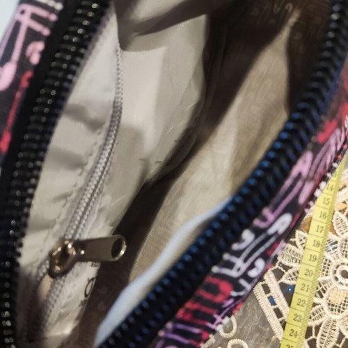 Polo vintage fabric crossbody bag with safety pin pattern