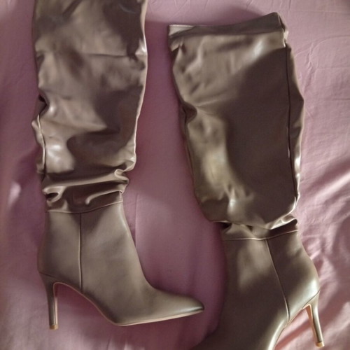 Over-the-knee boots camel color, new, size 39, synthetic leather