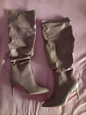 Over-the-knee boots camel color, new, size 39, synthetic leather