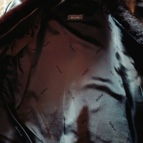 Italian leather jacket with fur like new, black