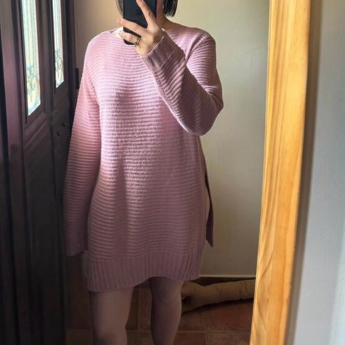 Long sweater Woolnet like new, pink and purple with side slit