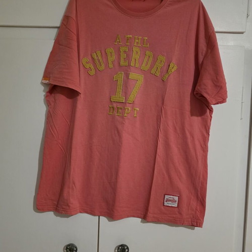 Superdry cotton t-shirt XXL pink new with yellow prints