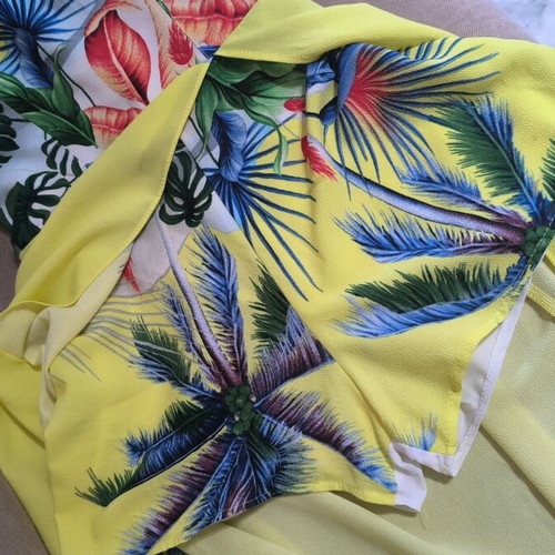 Yellow Skort Jumpsuit Small Tropical Print Like New