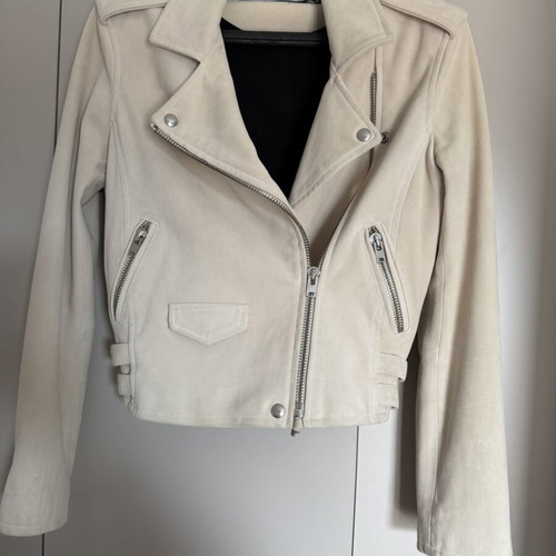 Iro Paris Ashley Suede Leather Biker Jacket Ivory used, lamb leather