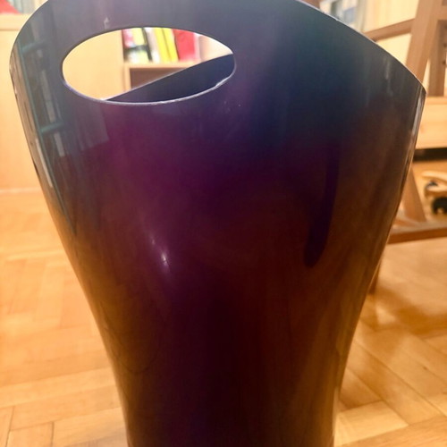Plastic storage basket used, modern with handles purple