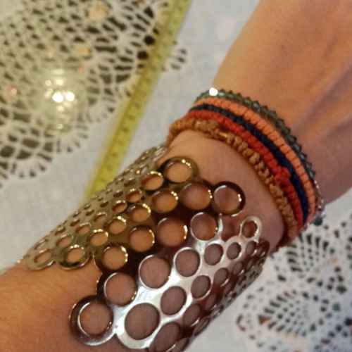 Vintage cuff bracelet with perforated design Paco Rabanne Lady Million used