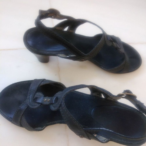 Black sandals used No 38.5, German leather with 4 cm heel