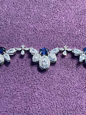 Silver bracelet with natural sapphires and certificate of authenticity
