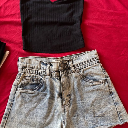Pink Woman shorts and Shein top like new, size S 36