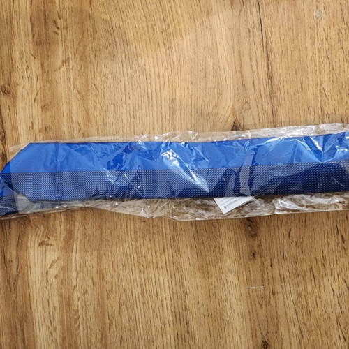 Silk tie by Boggi Milano in royal blue and navy panels, new