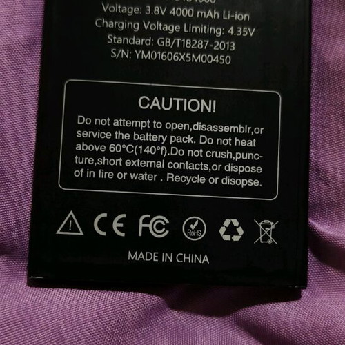 Doogee X5 Max Pro smartphone used, no battery, not powering on